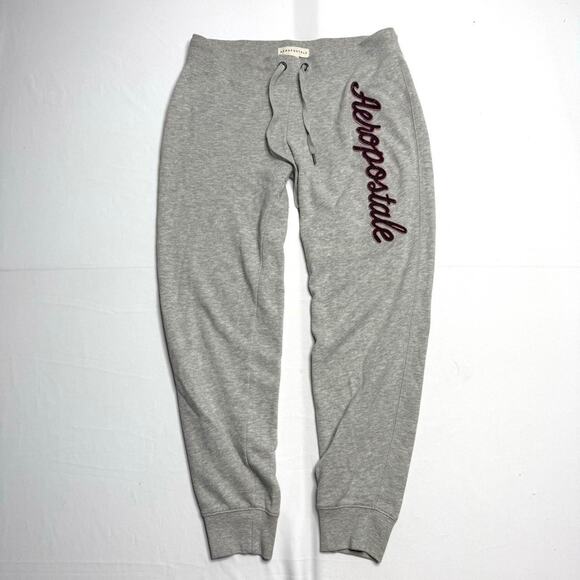 Aeropostale gray jogger sweatpants with burgundy embroidered logo Size Medium - Picture 1 of 7